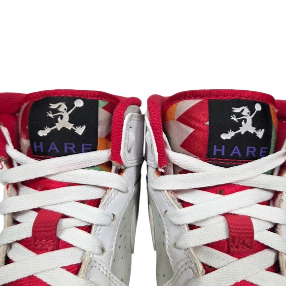 Jordan 1 Mid Hare GS 5Y White Grey Red 719554-123 Bugs Bunny Basketball Shoes - Picture 4 of 16